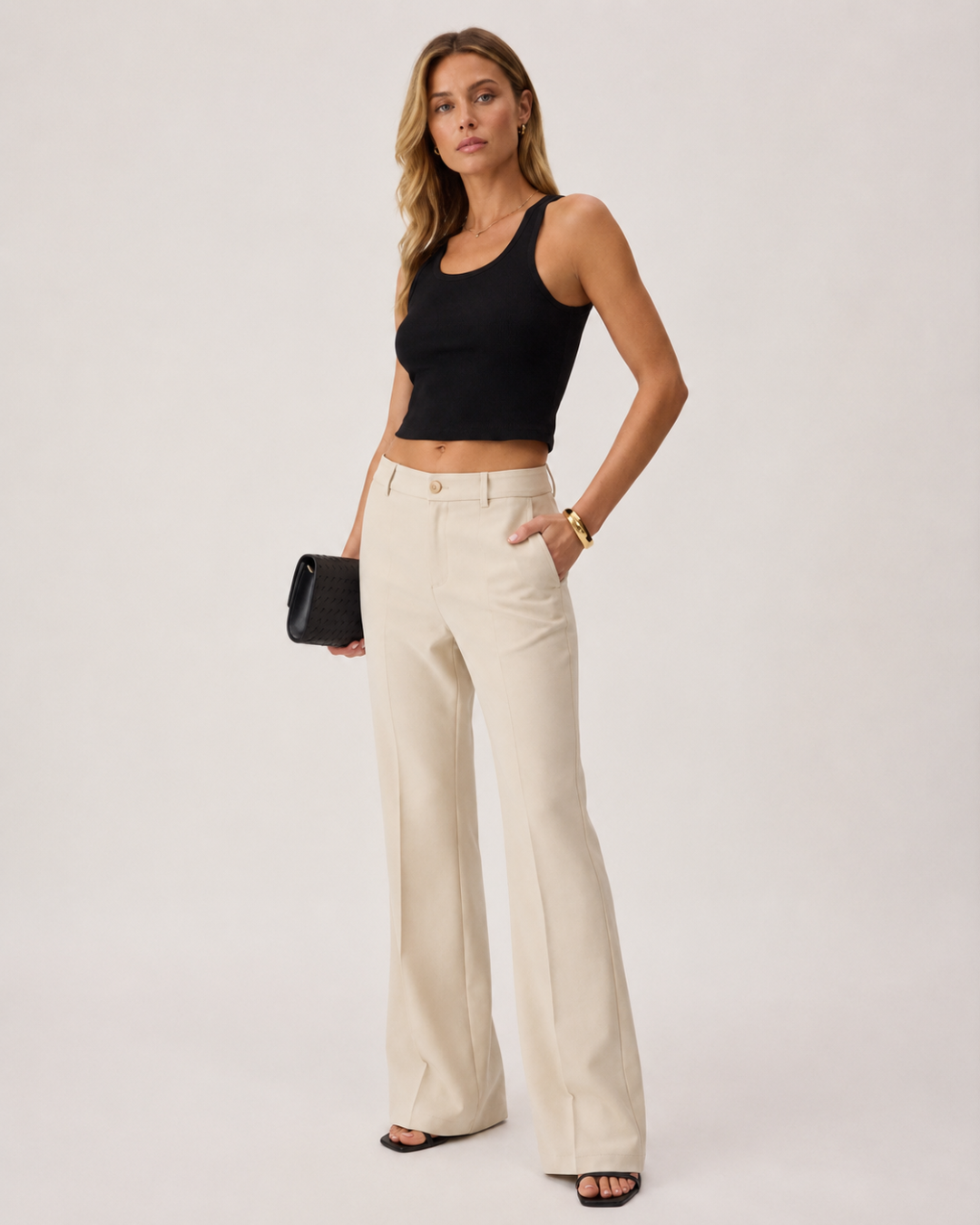 High-Rise Tailored Wide Leg Trousers
