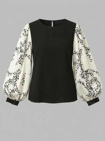 Printed Balloon Sleeve Statement Top