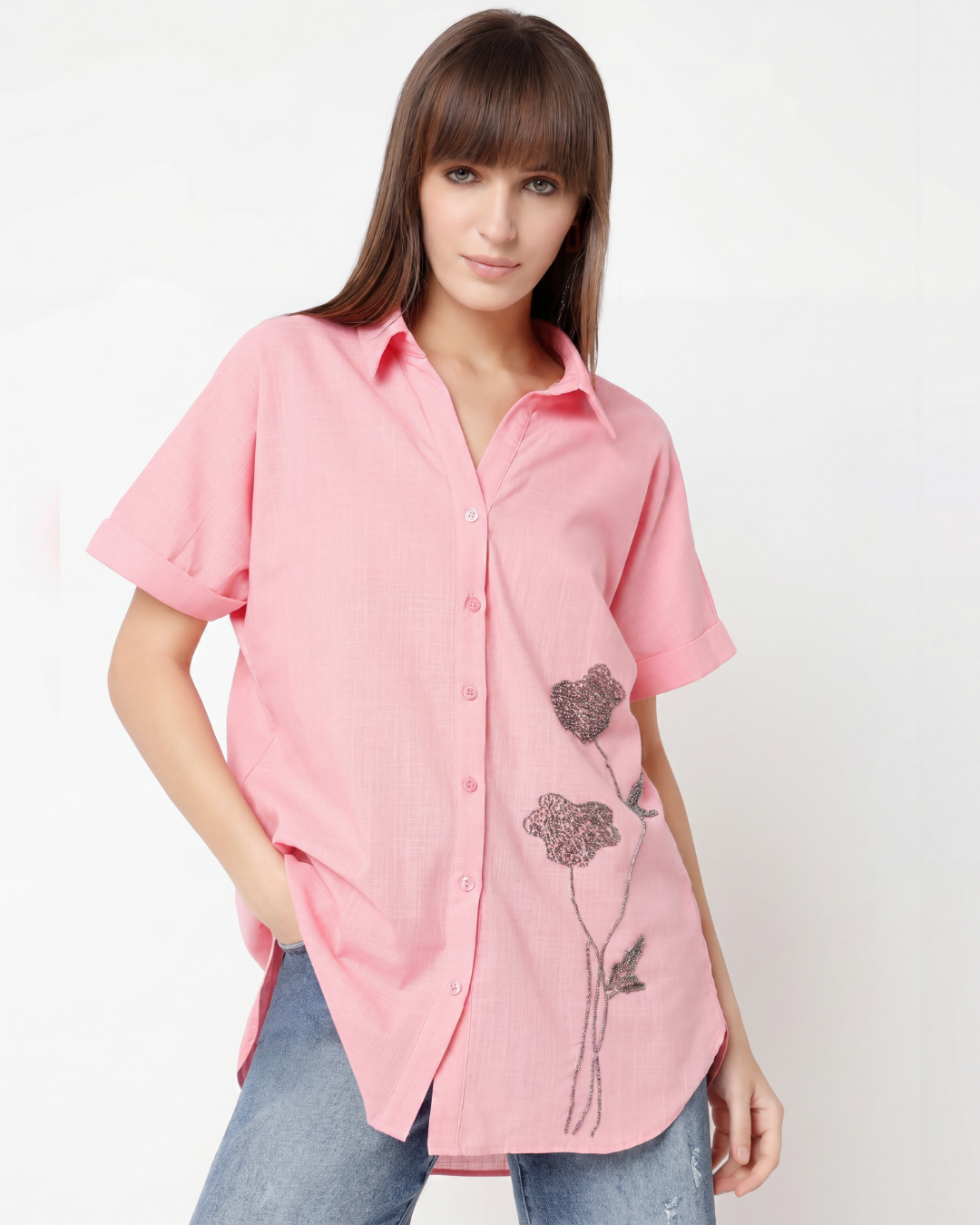 Black Relaxed Short-Sleeve Shirt
