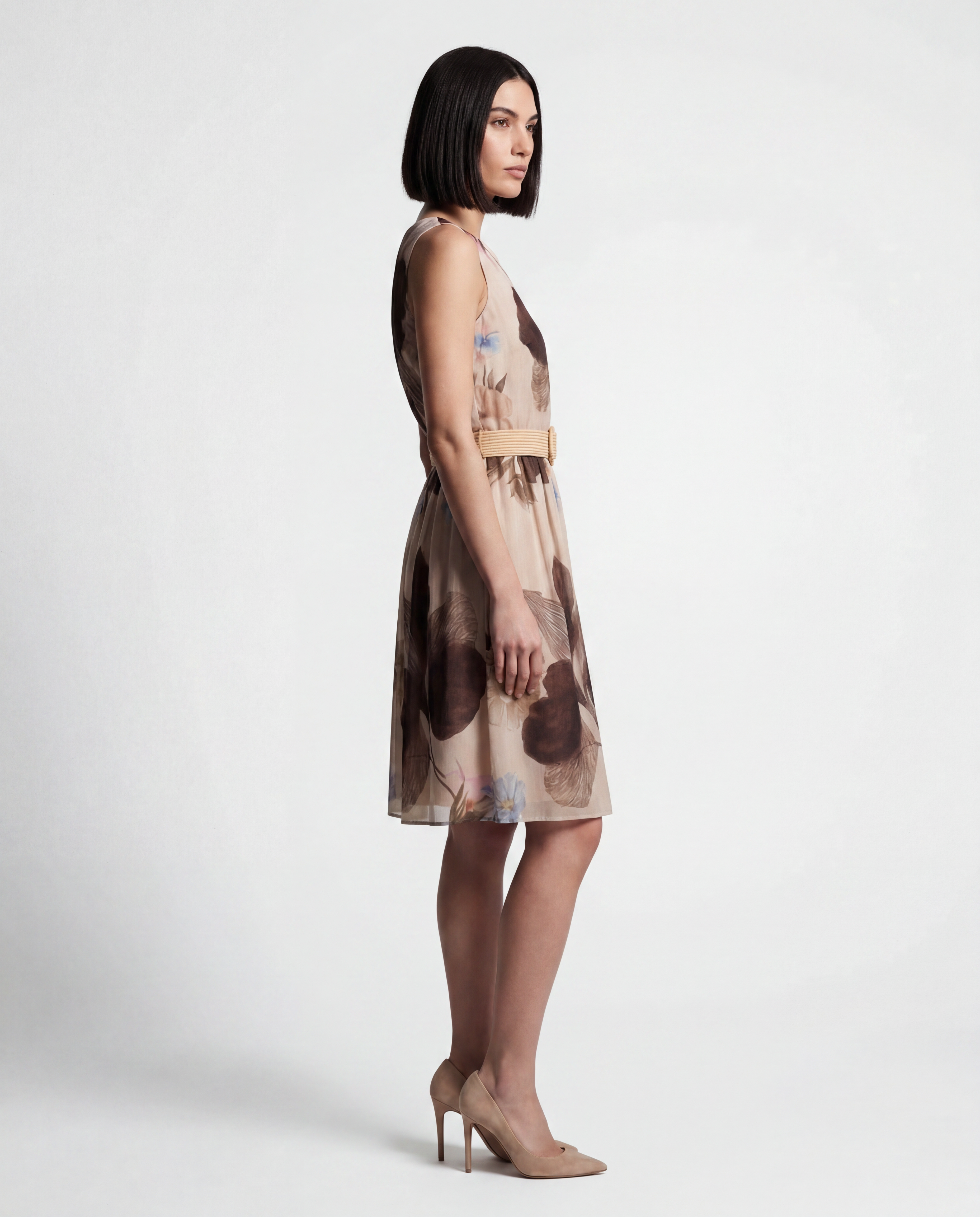 Floral Belted Midi Dress