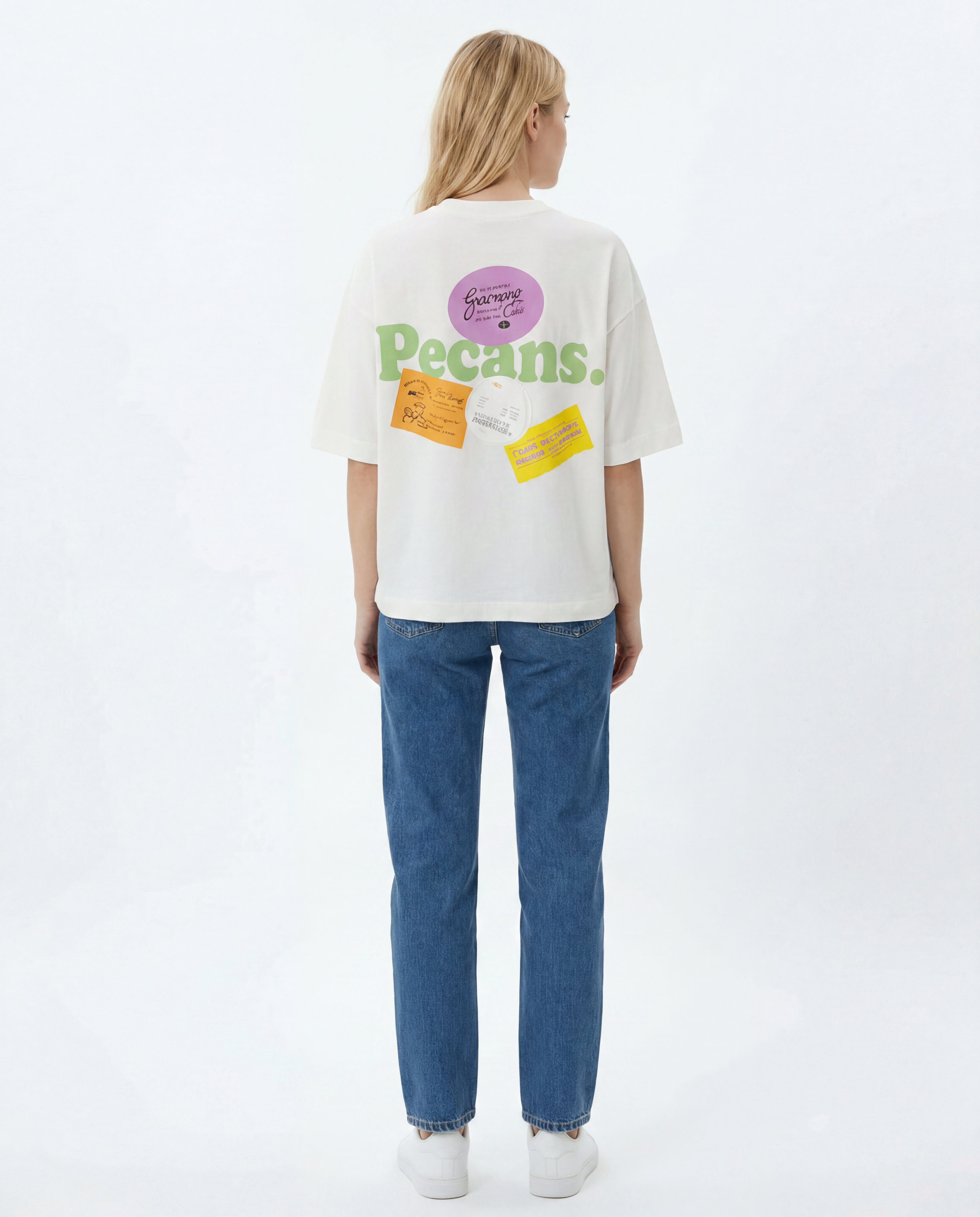 Oversized White Graphic Back Print T-Shirt
