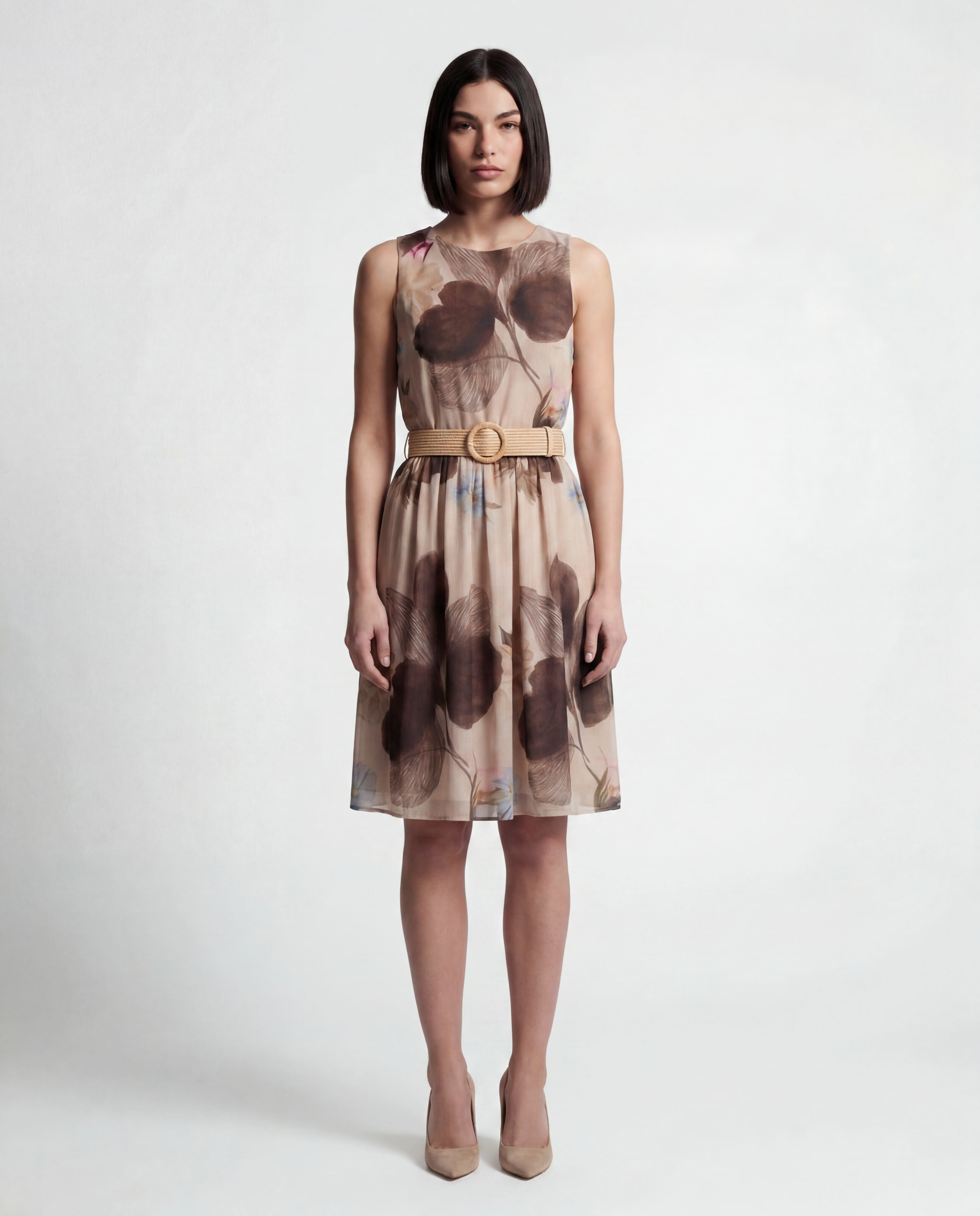Floral Belted Midi Dress